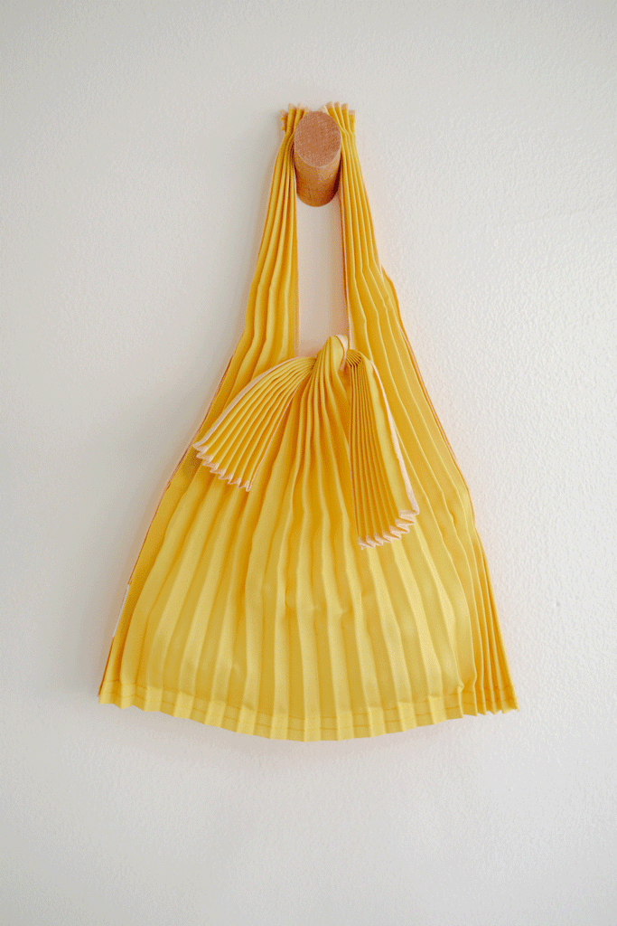 Mini Pleated Pleco Tote Bags Orange and Yellow