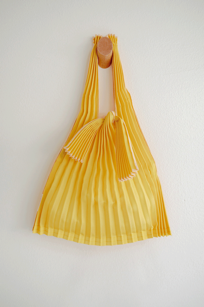 Mini Pleated Pleco Tote Bag - Yellow and Orange