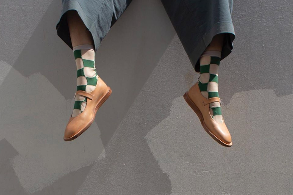 Hansel from Basel Checkboard Sheer Crew Socks