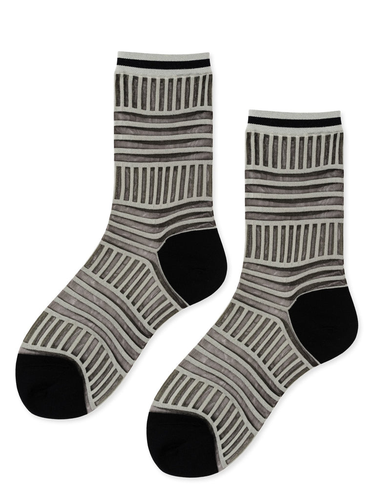 Hansel from Basel Mix Stripe Tulle Sheer Crew Socks