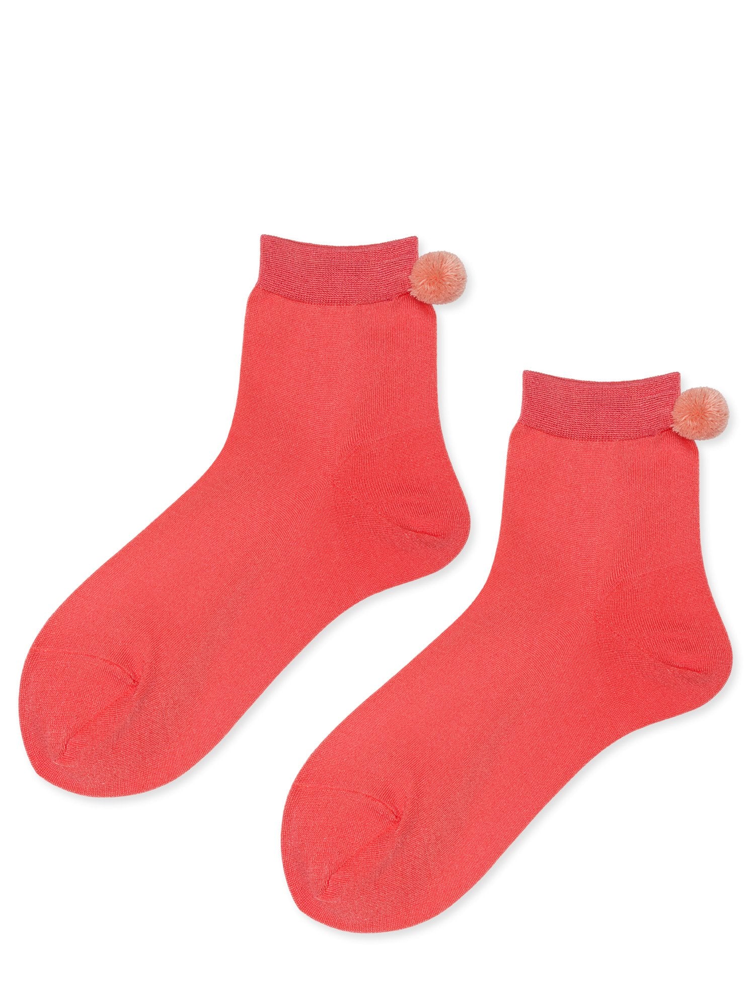 Hansel from Basel Pom Pom Short Crew Socks Bright Pink