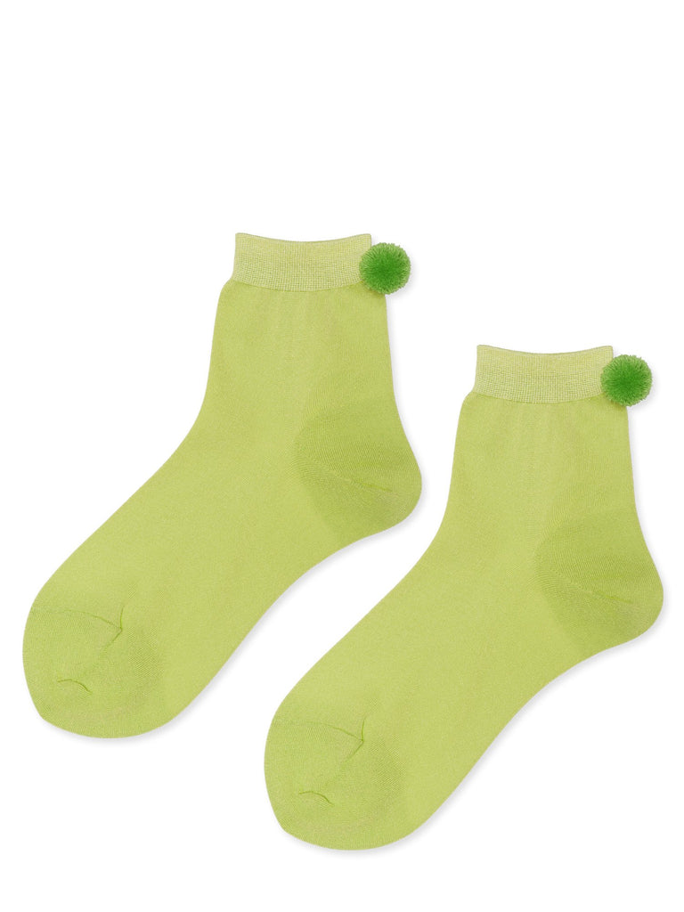 Hansel from Basel Pom Pom Short Crew Socks Bright Green