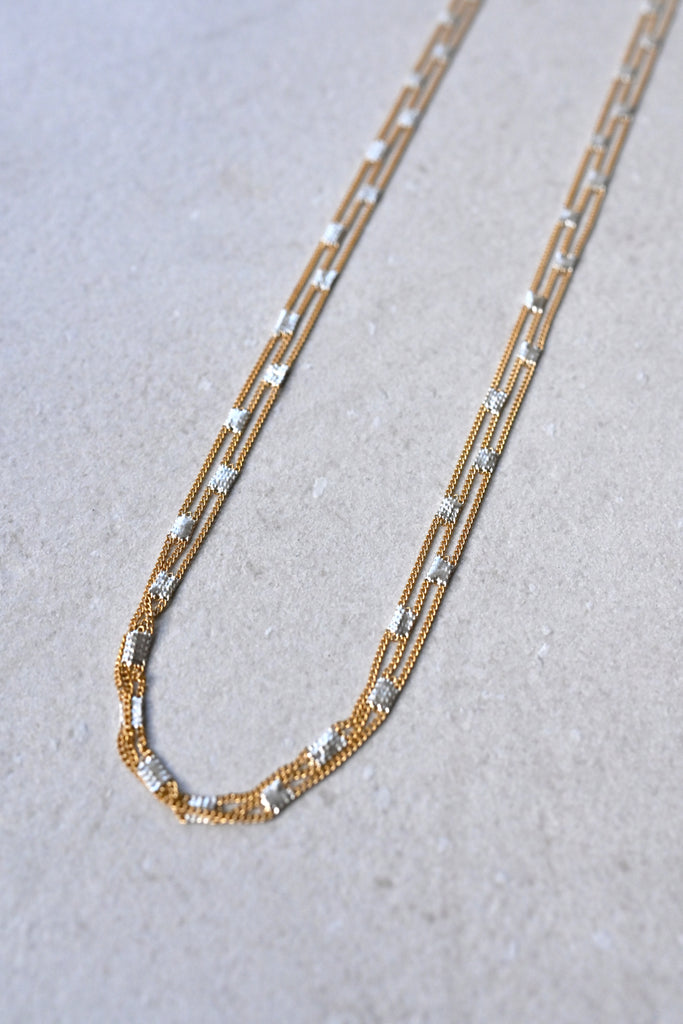 Mesh Necklace, brass + silver