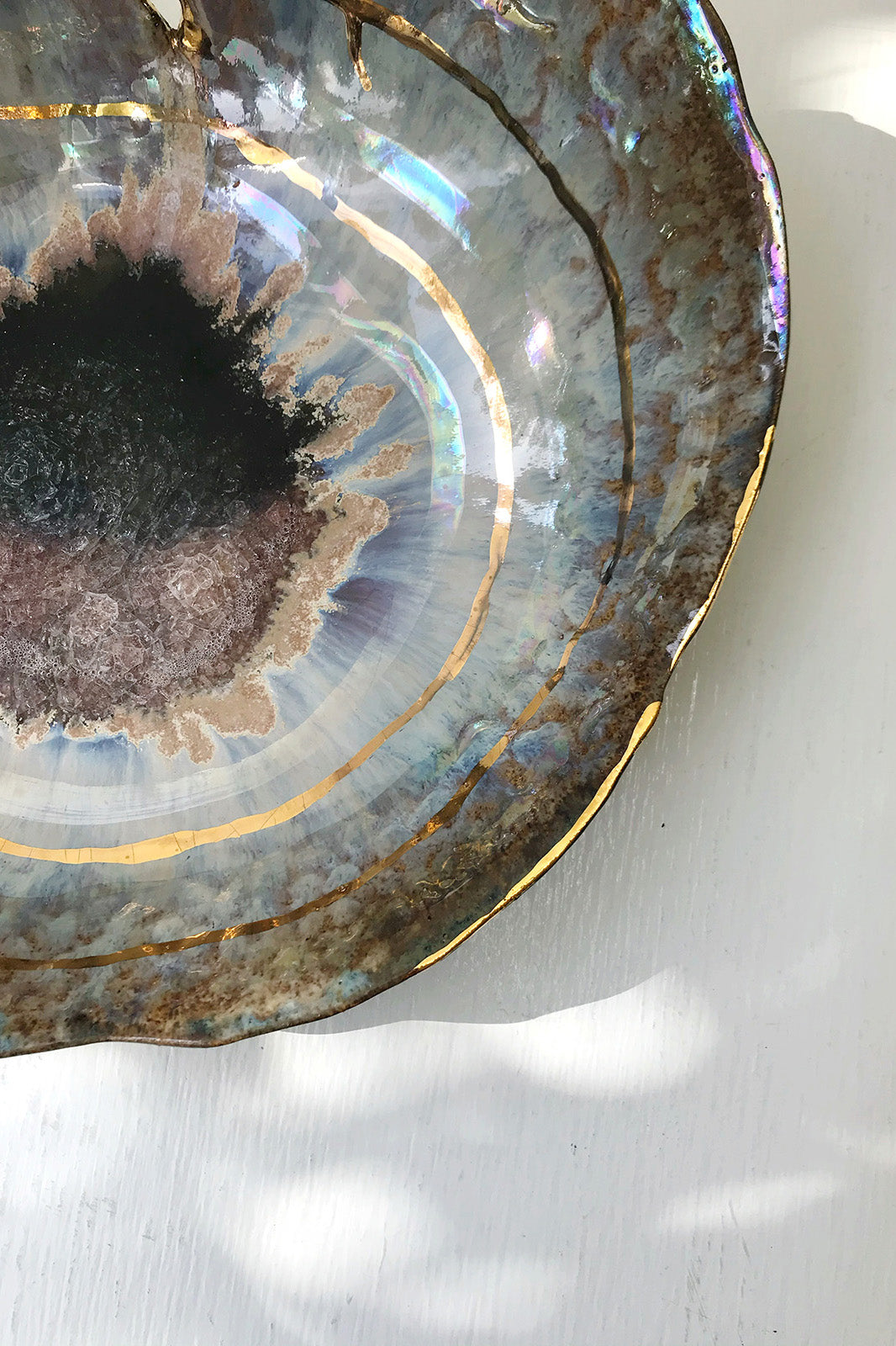 Minh Singer Iceland Blue Lagoon Shell with Gold and Luster Extra Large Close