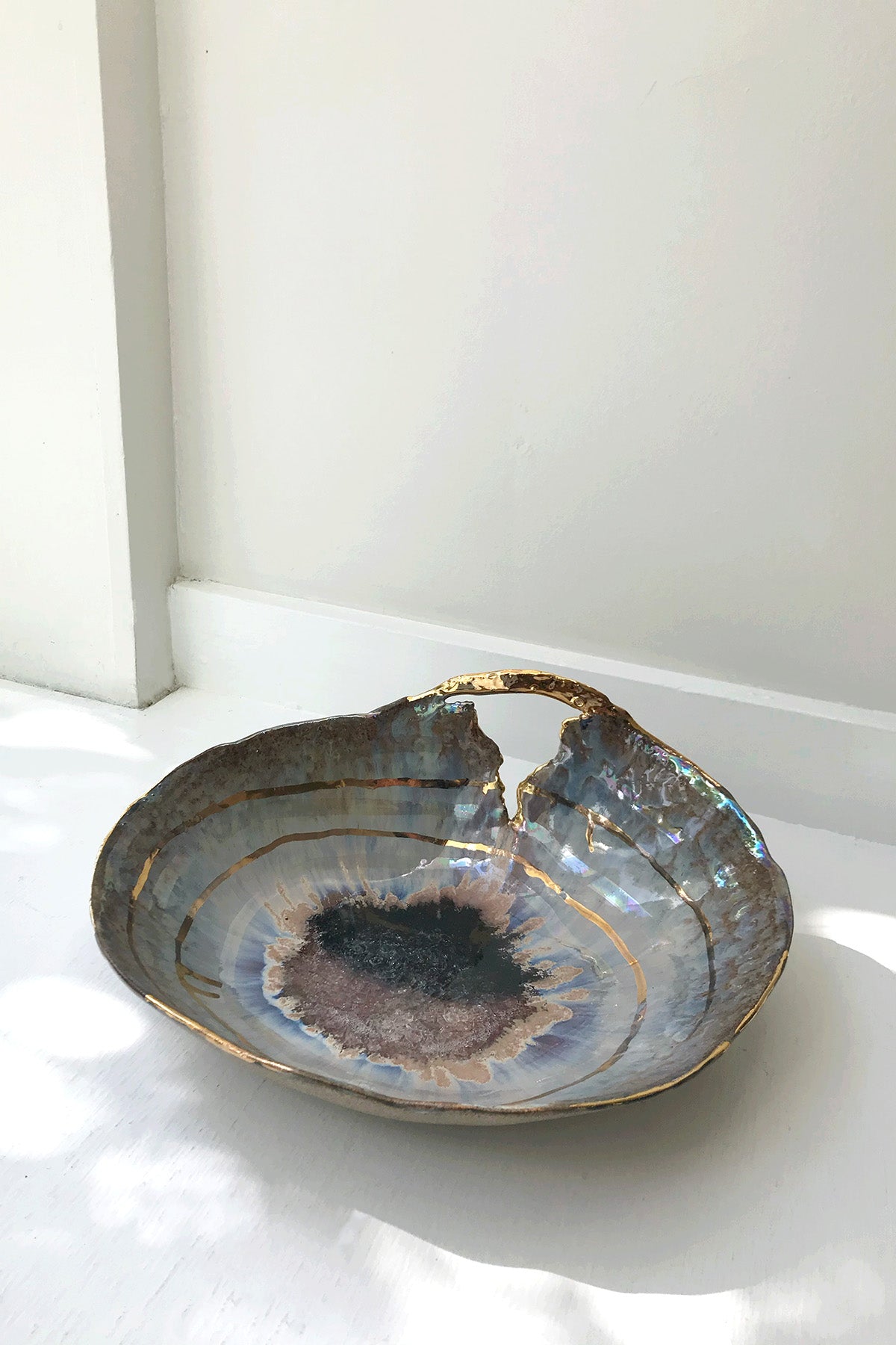 Minh Singer Iceland Blue Lagoon Shell with Gold and Luster Extra Large 