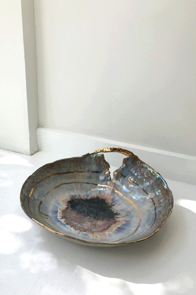 Minh Singer Iceland Blue Lagoon Shell with Gold and Luster Extra Large 