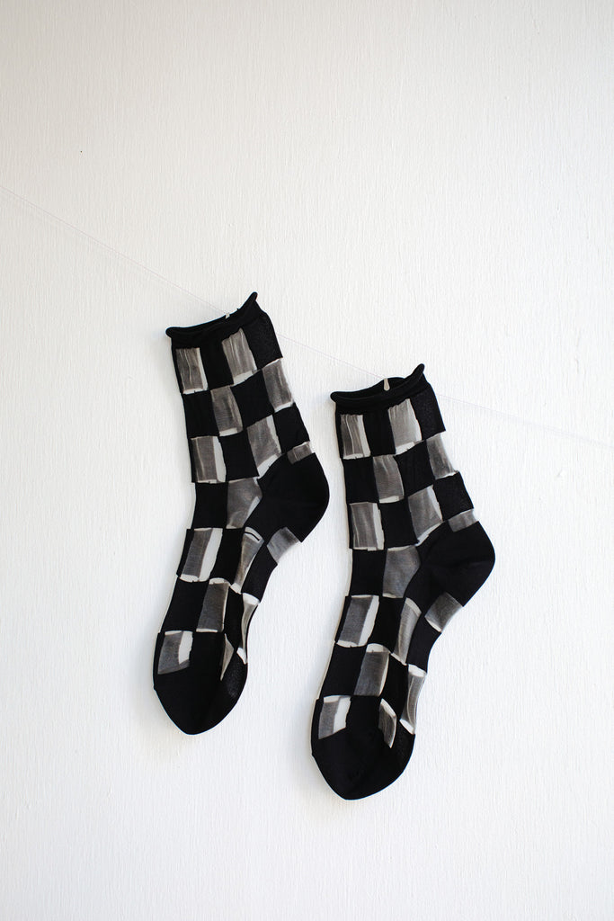 Hansel from Basel Berlin Sheer Short Crew Socks - Black