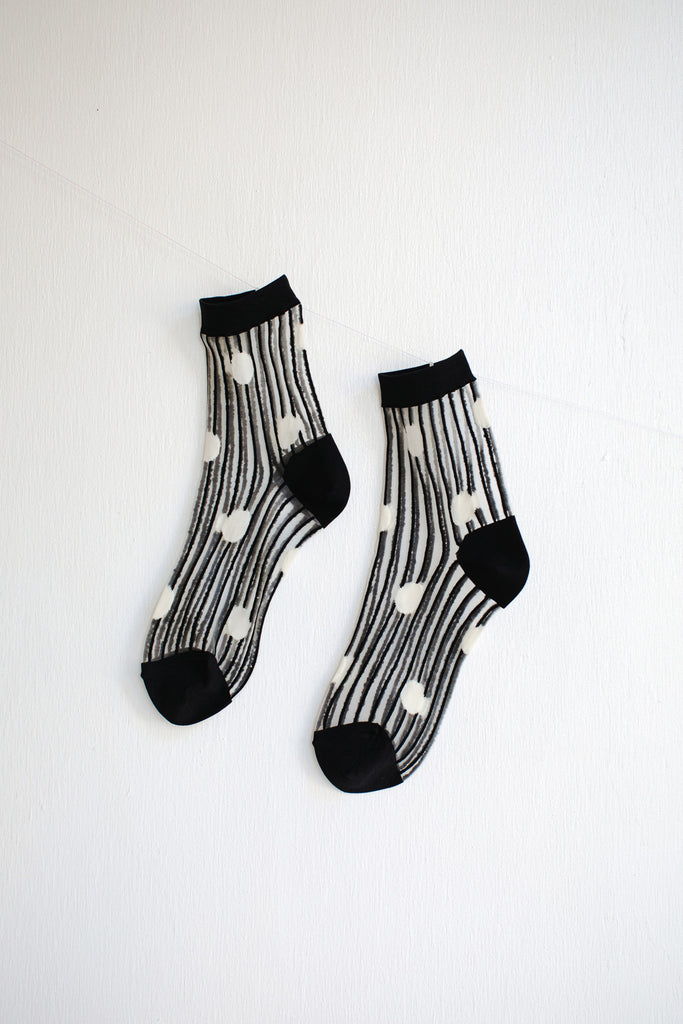 Hansel from Basel Line Dot Sheer Short Crew Socks
