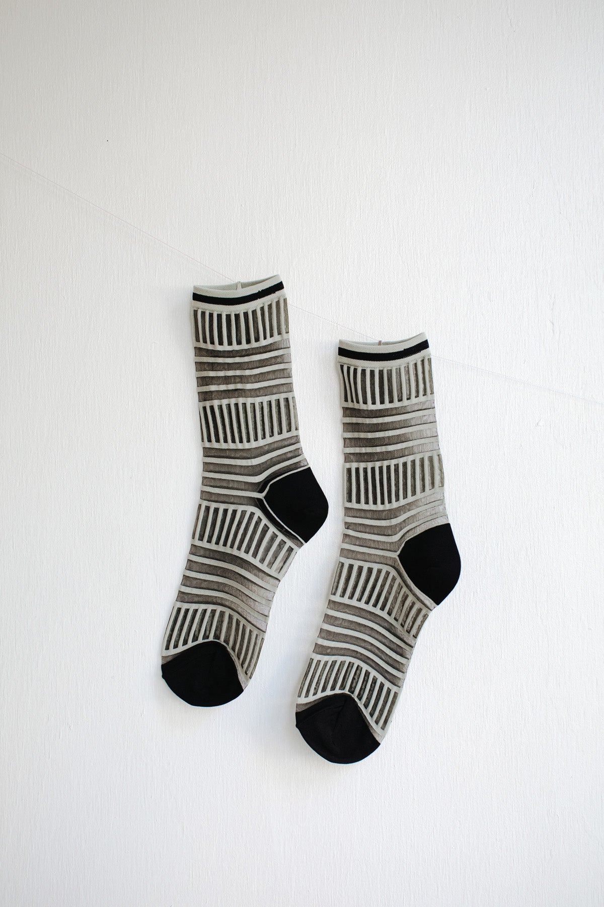 Hansel from Basel Mix Stripe Tulle Sheer Crew Socks