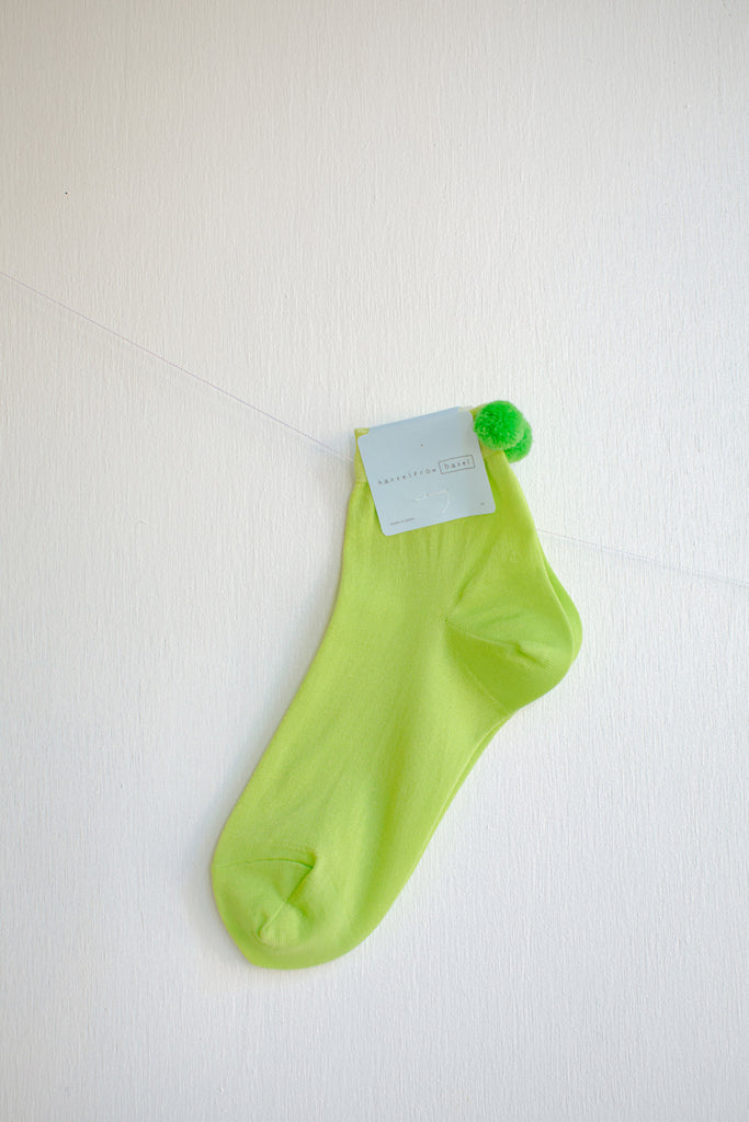 Hansel from Basel Pom Pom Short Crew Socks - Bright Green