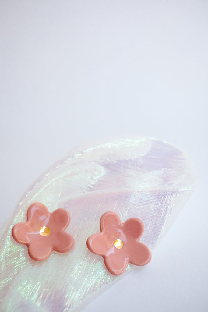 Pink Flower Earrings by TPOH The Persuits Of Happiness