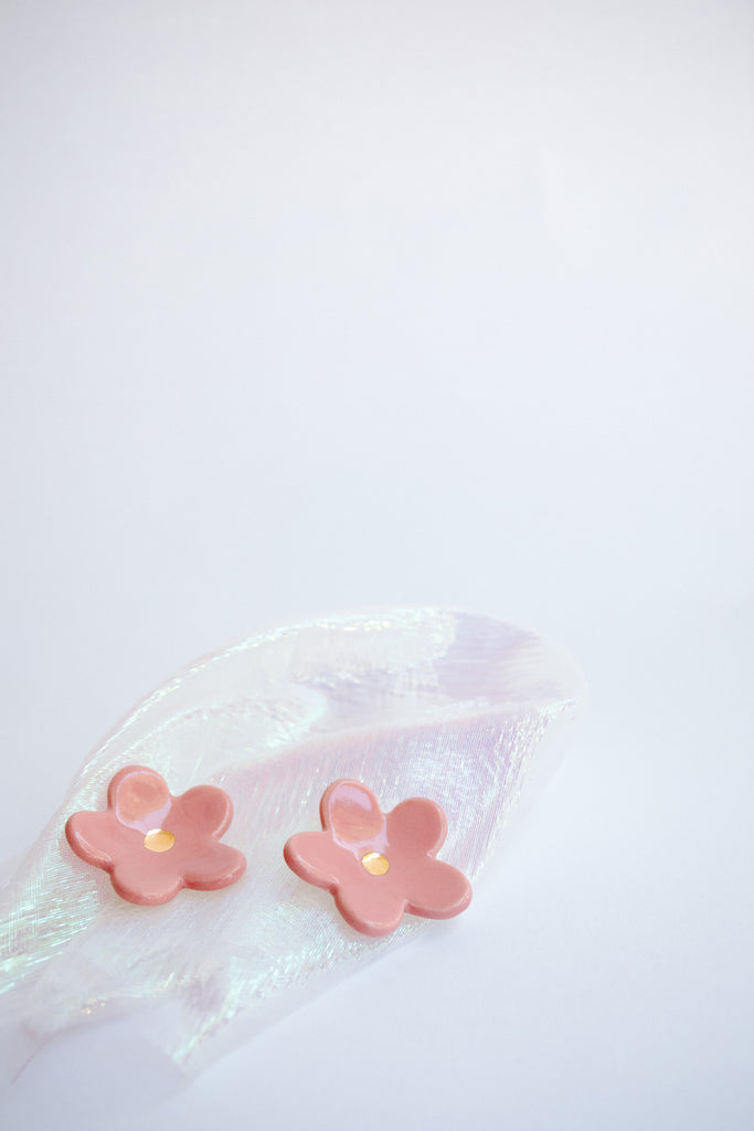 Pink Flower Earrings by TPOH The Persuits Of Happiness
