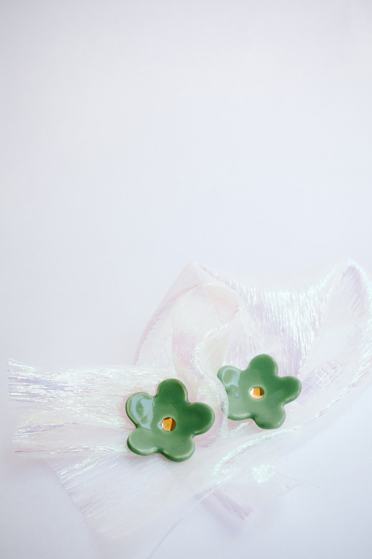 Sage Green Flower Earrings by TPOH The Persuits Of Happiness