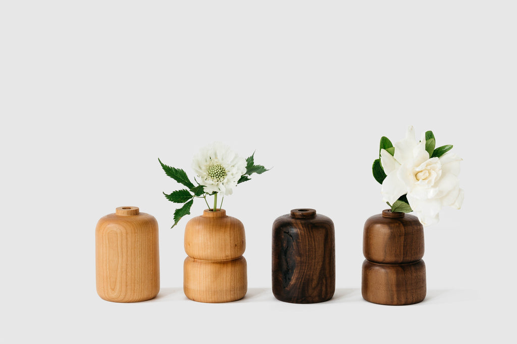 Cherry and Walnut Bud Vases by Melanie Abrantes