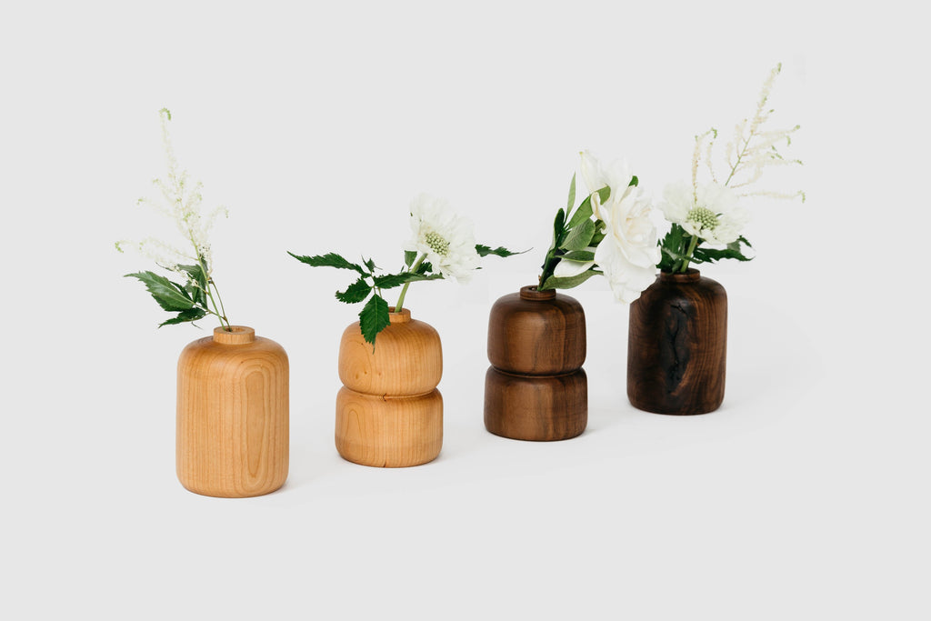 Cherry and Walnut Bud Vases by Melanie Abrantes