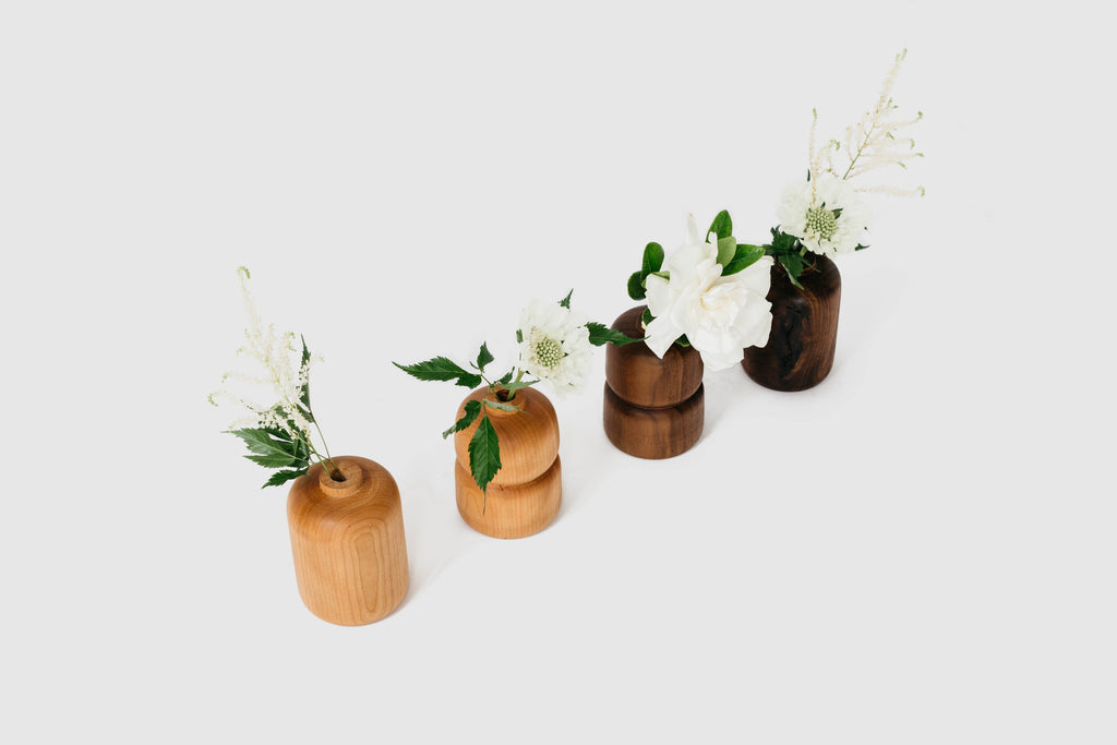 Cherry and Walnut Bud Vases by Melanie Abrantes