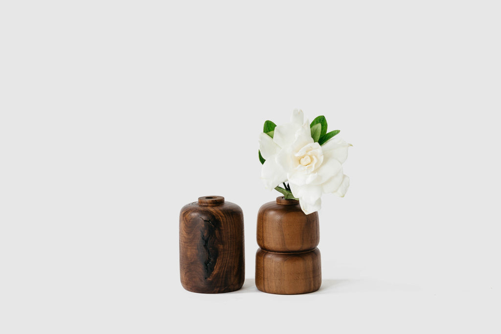 Walnut Double Bud Vases by Melanie Abrantes