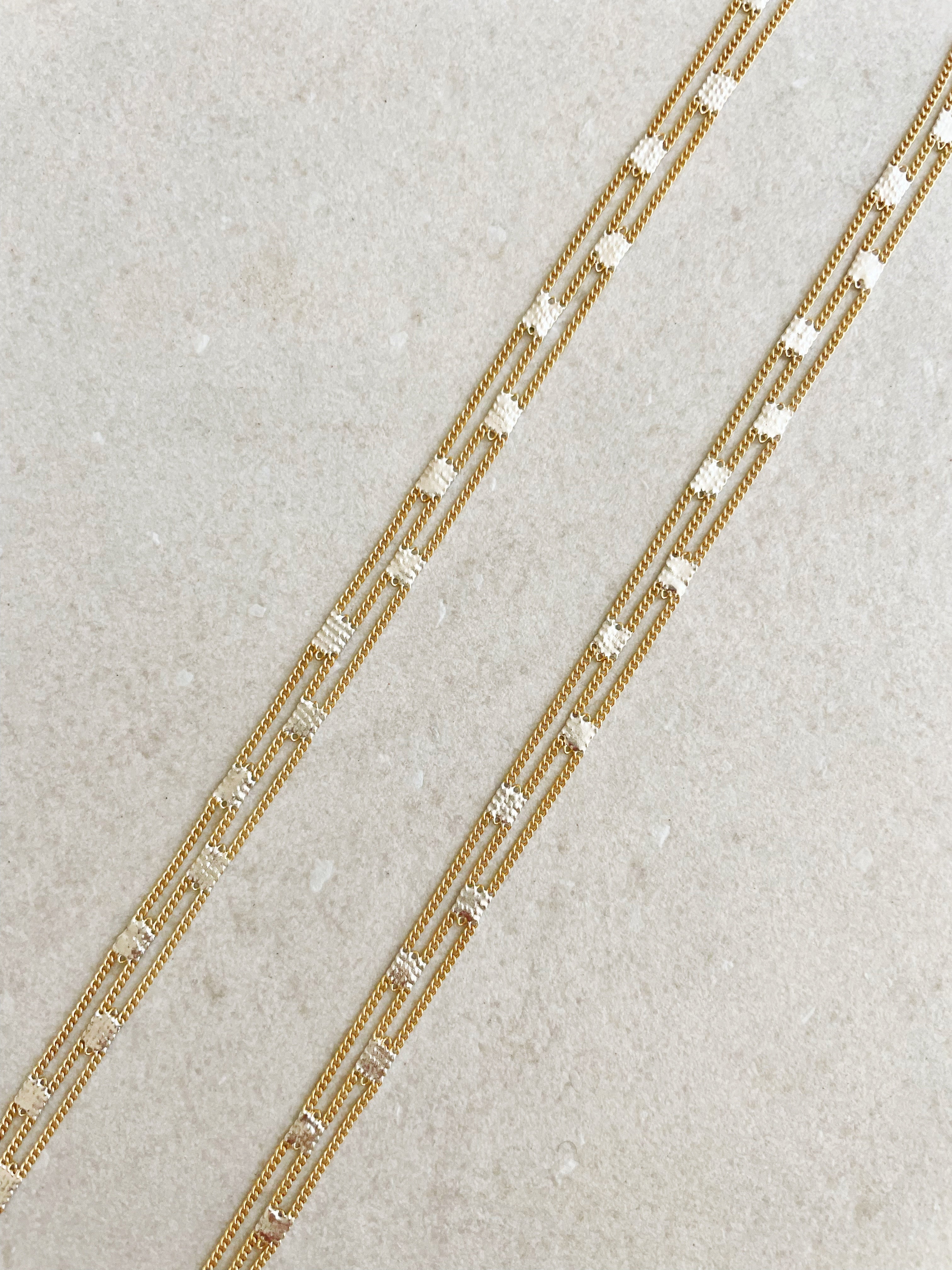 Mesh Necklace, brass + silver