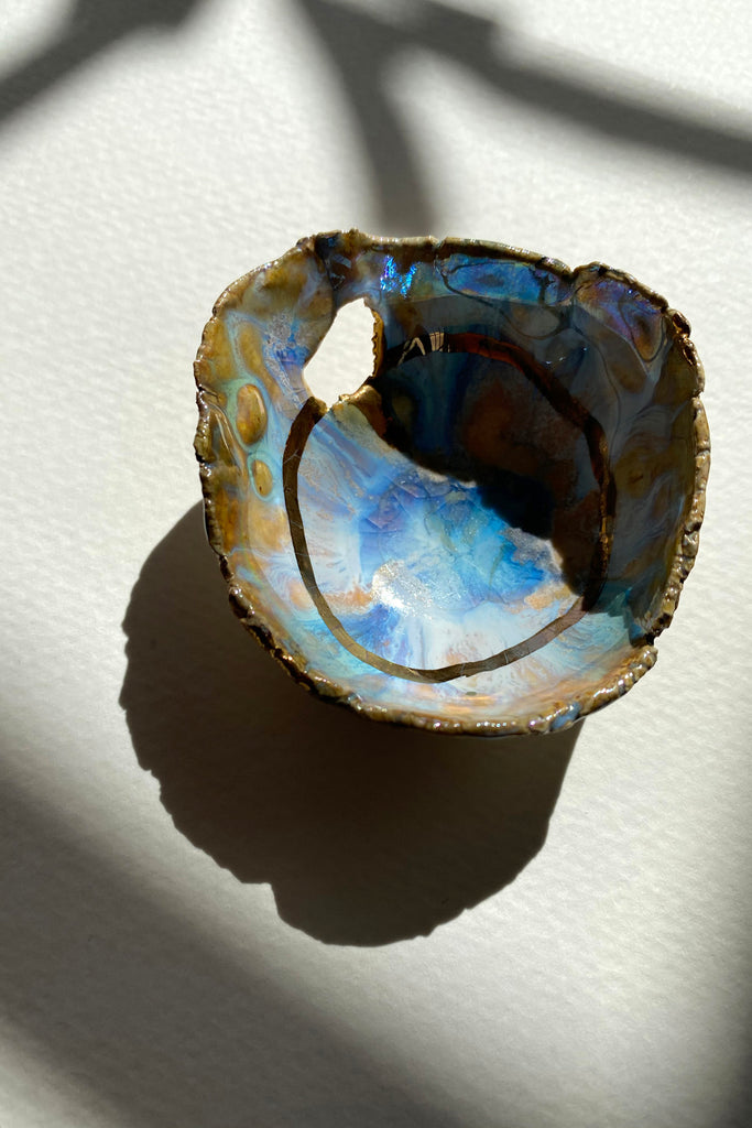 Minh Singer Iceland Prism Dish with Gold and Luster Mini Sunshine