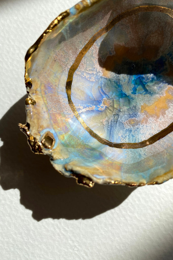 Minh Singer Iceland Prism Dish with Gold and Luster Mini Close Up