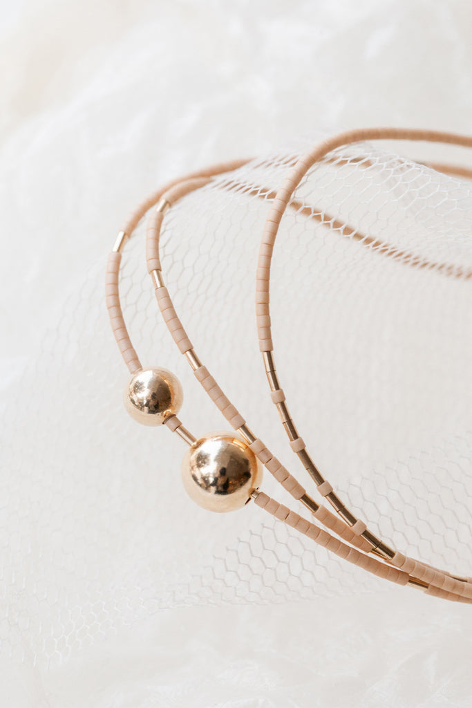 Hati Bracelet, peach detail - Abacus Row Handmade Jewelry