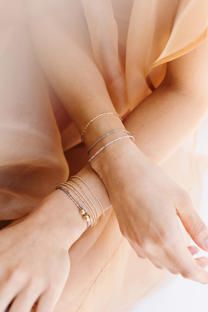 Rhea Bracelet, Peach Model - Abacus Row Handmade Jewelry