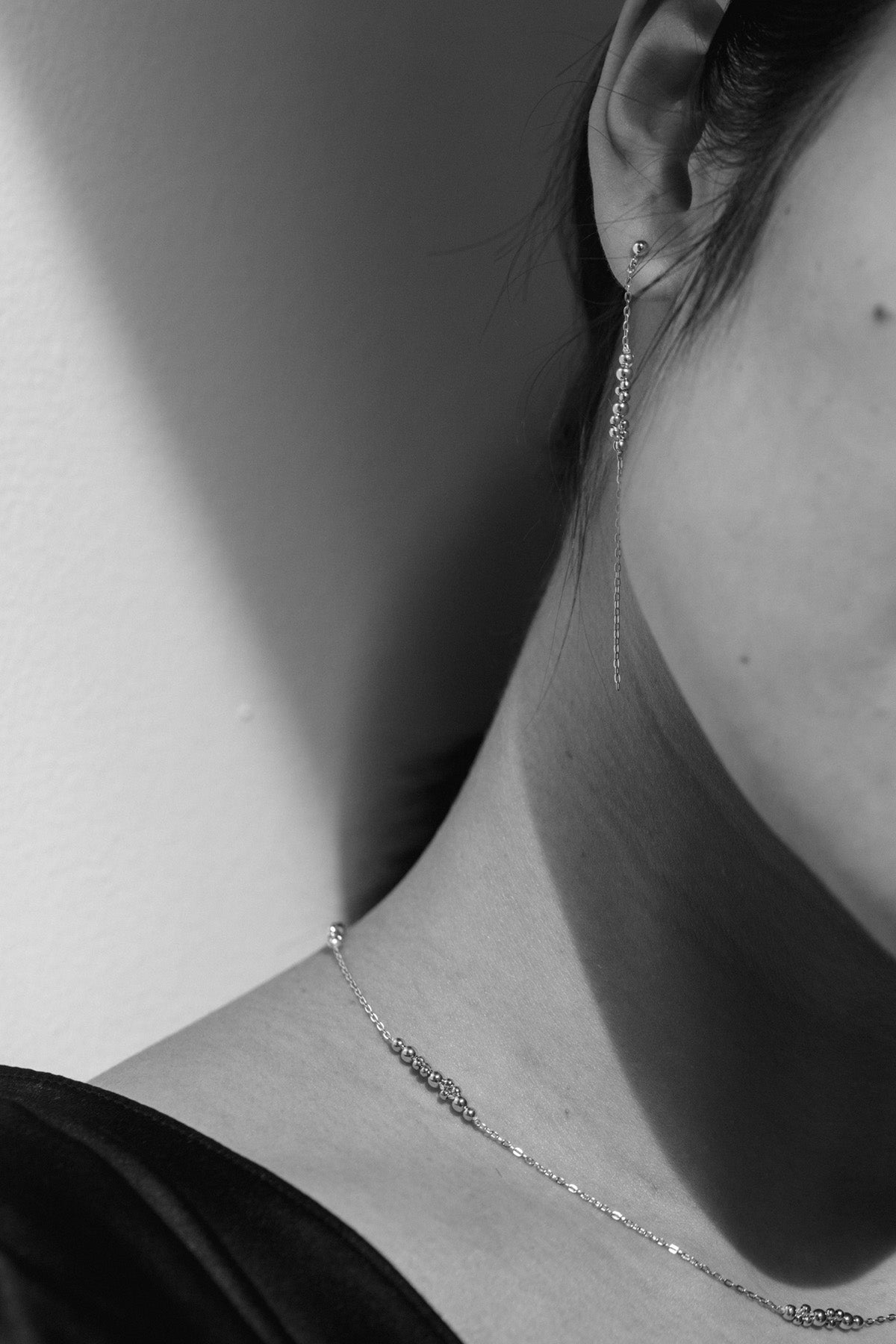 Rho Earrings model - Abacus Row Handmade Jewelry