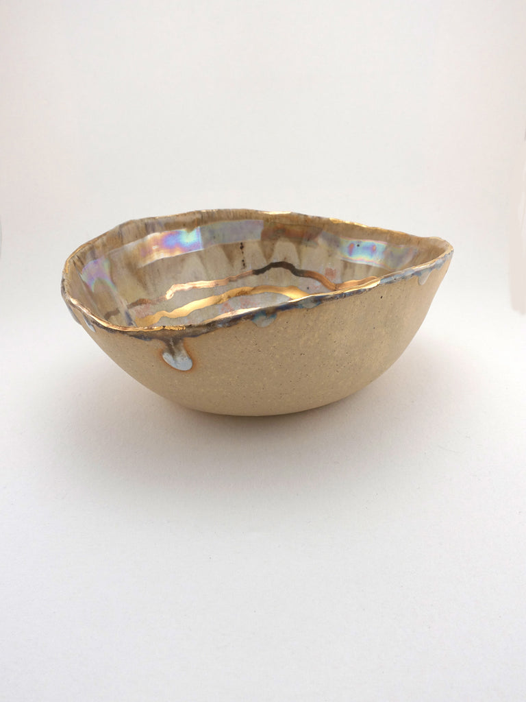 Minh SInger Iceland Abalone Small Bowl Gold Luster Side