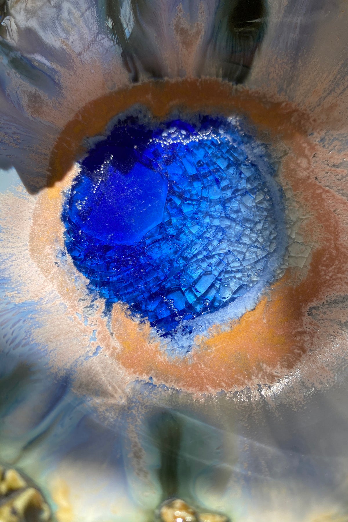 Minh Singer Small Iceland Blue Lagoon Bowl with Rim Close Up