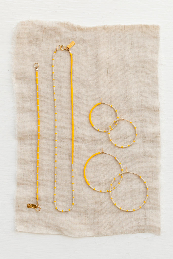 Loma Earrings, Wool/Yellow