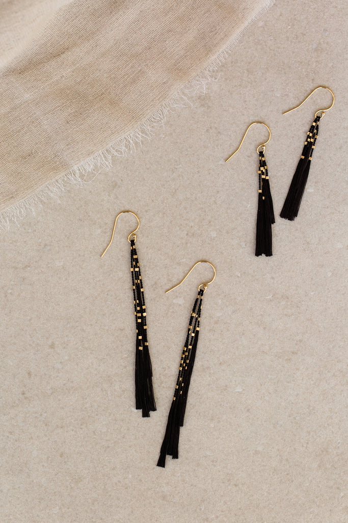 Lala and Kiki Earrings, black - Abacus Row Handmade Jewelry