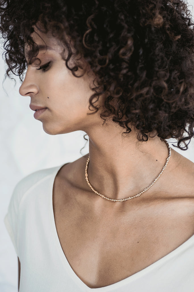 Leo Necklace model - Abacus Row Handmade Jewelry