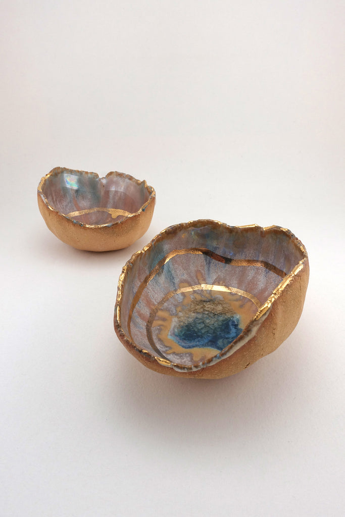 Minh Singer Iceland Blue Lagoon Dish Gold Extra Small Pair