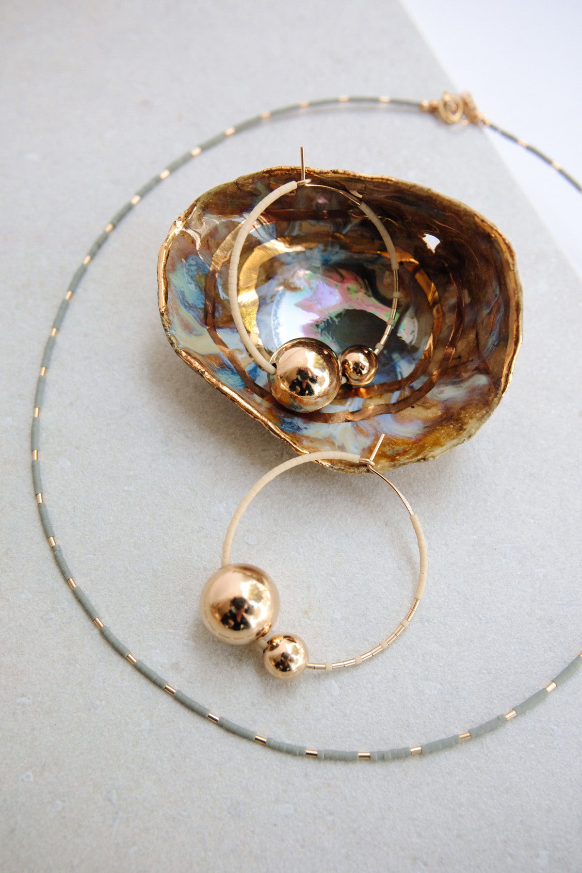 Kari Earrings, Oyster