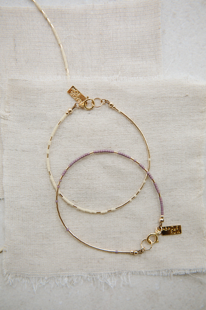 Oyster and Ume Rhea Bracelets by Abacus Row Handmade Jewelry