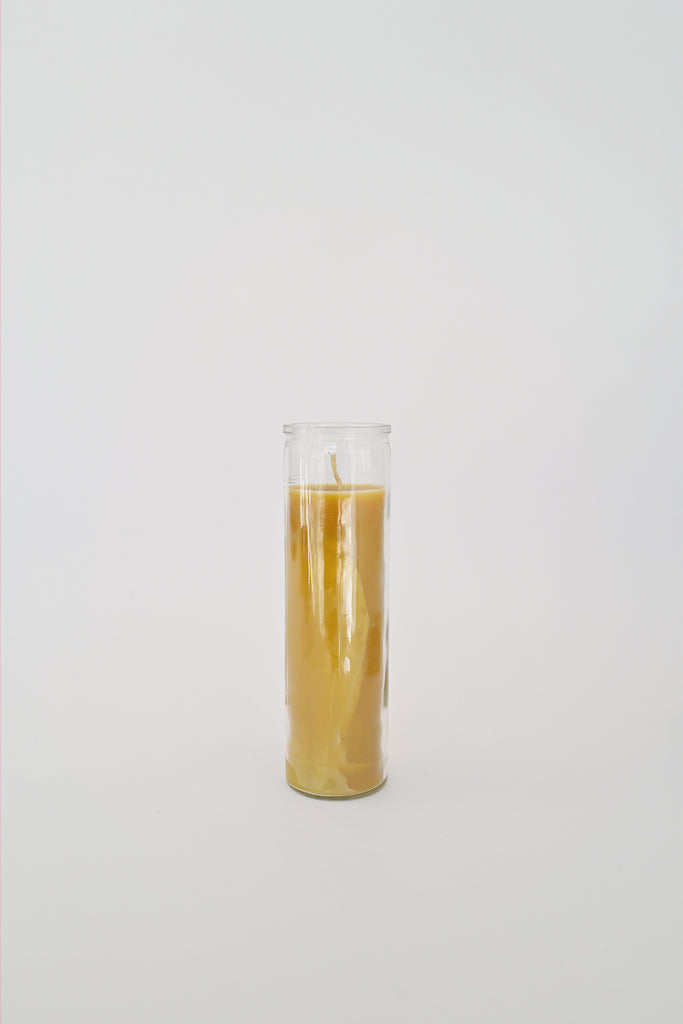 Beeswax Glass Pillar Candle by Alysia Mazzella at Abacus Row Handmade Jewelry