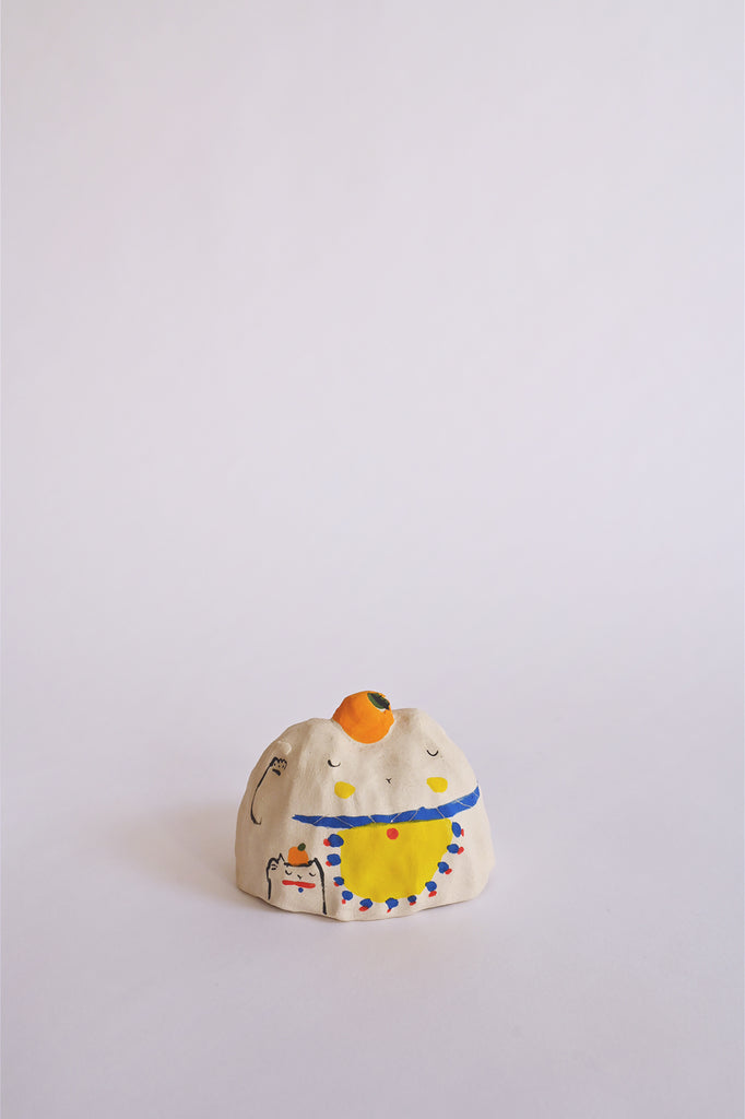 Maneki Neko with Mandarin + Baby – Blue