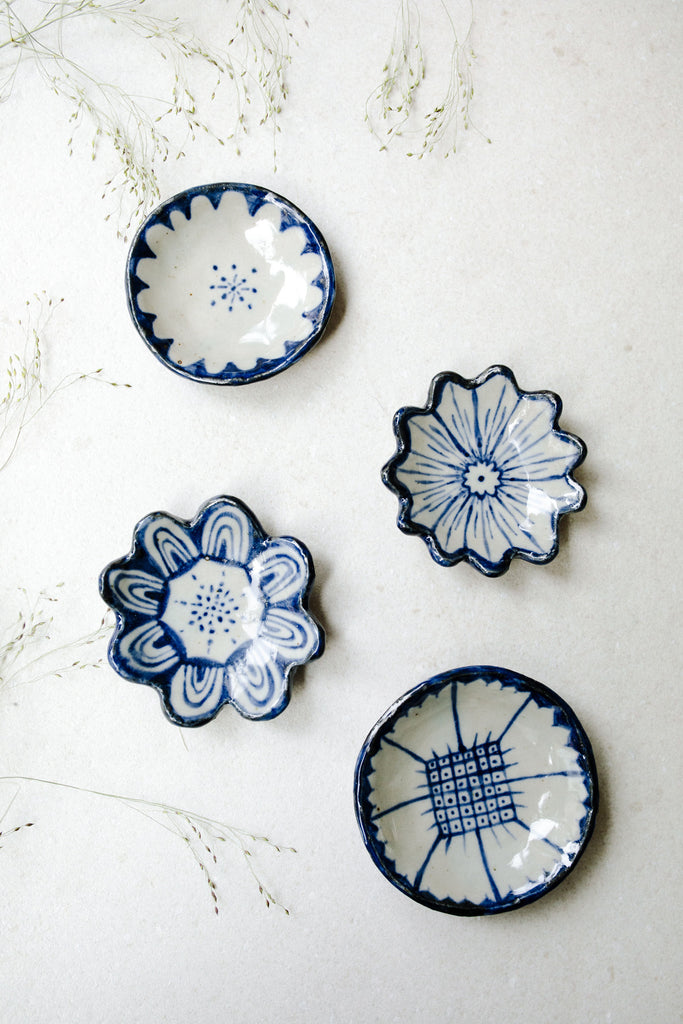 Small Painted Floral Dishes by Ariel Clute
