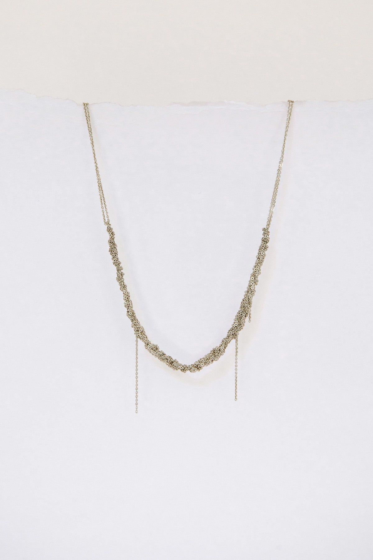Silver Clasped Skinny Necklace by Arielle de Pinto at Abacus Row