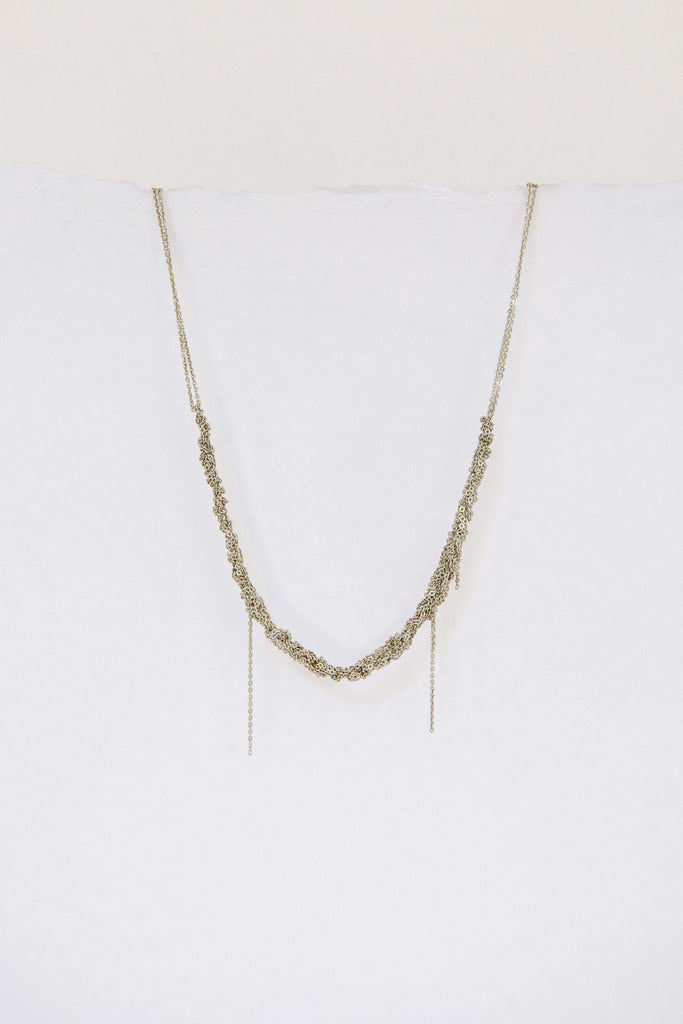 Silver Clasped Skinny Necklace by Arielle de Pinto at Abacus Row