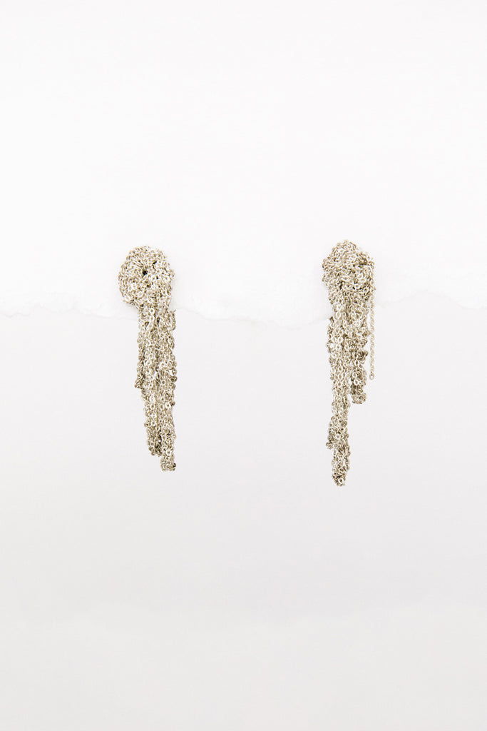 Silver Tiered Cuff Earrings by Arielle de Pinto at Abacus Row Jewelry