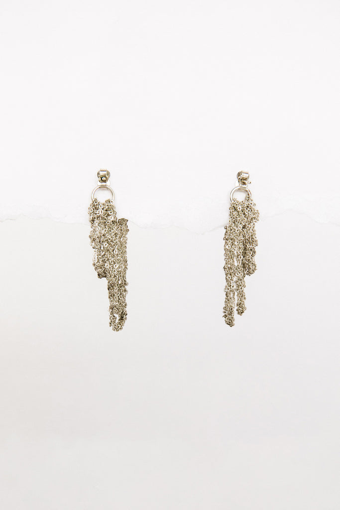 Silver Tiered Cuff Earrings by Arielle de Pinto at Abacus Row Jewelry