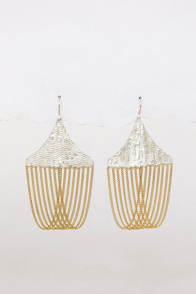 Chandelier Earrings, brass + silver