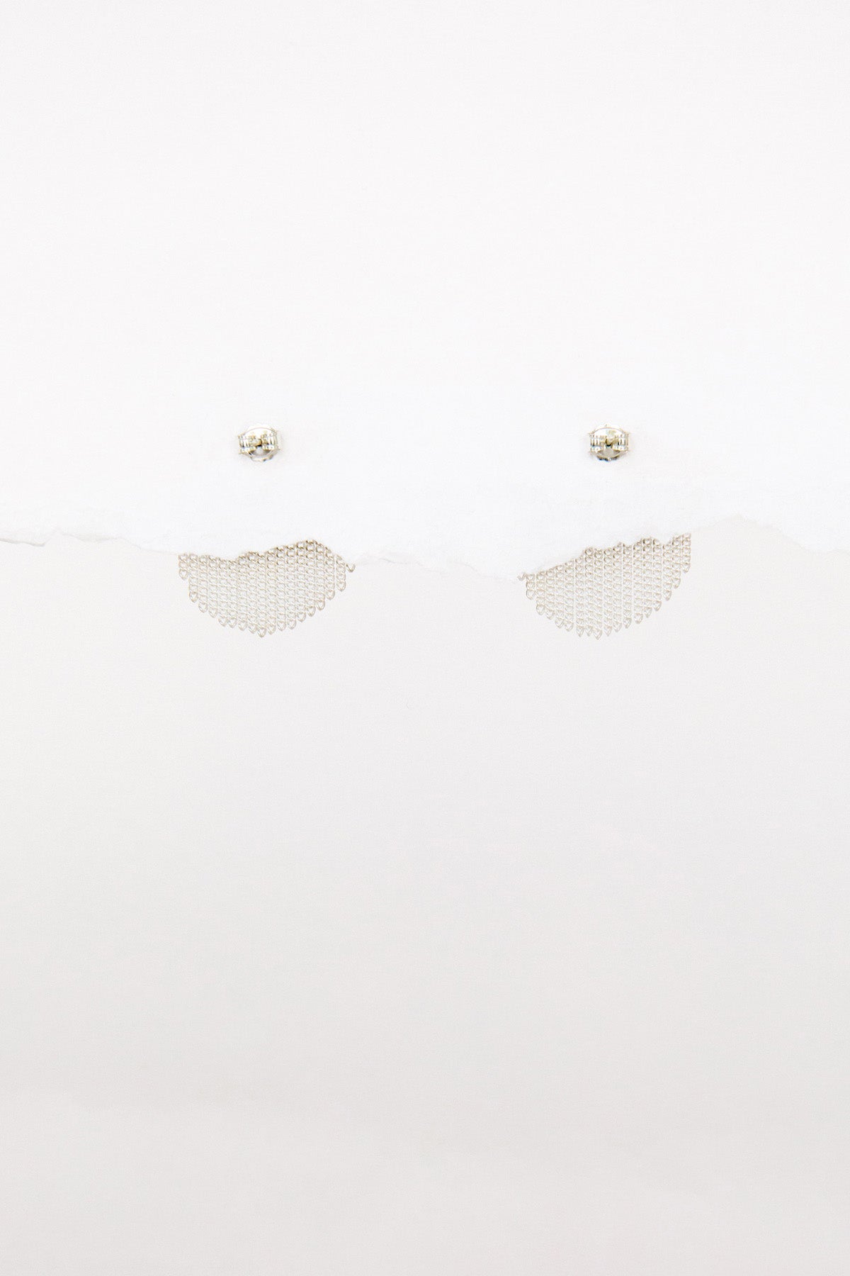 Silver and Silver Half Circle Stud Earrings by Hannah Keefe