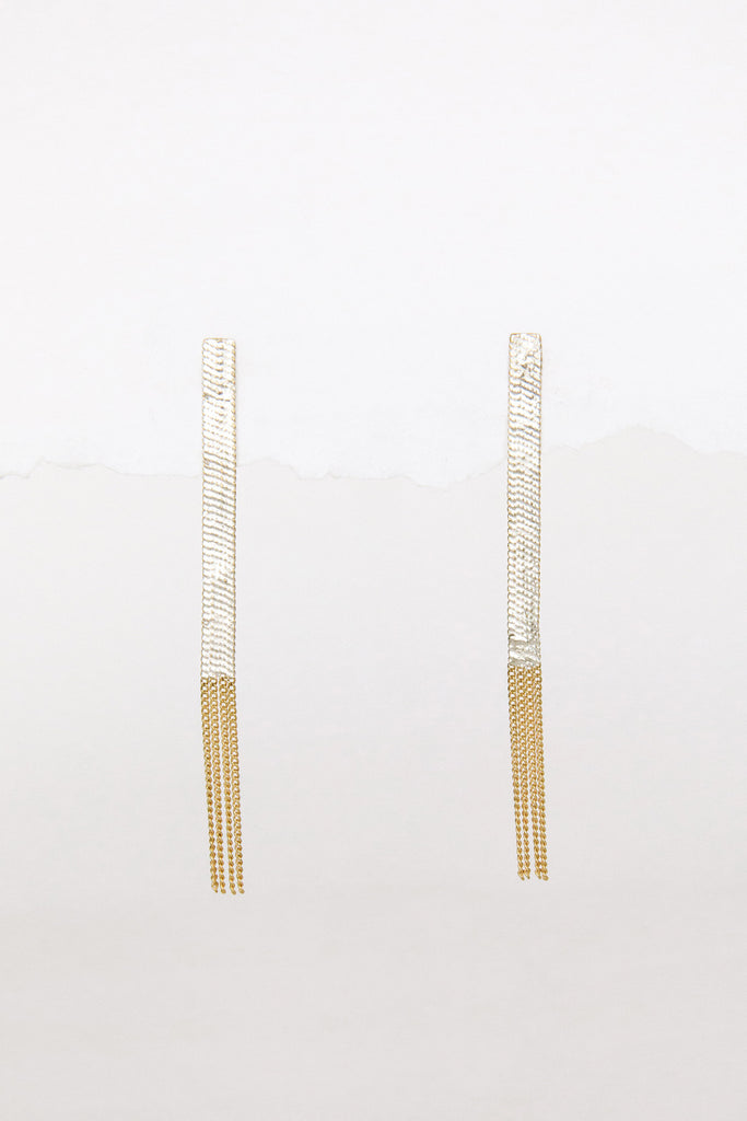 Brass and Silver Post Earrings by Hannah Keefe