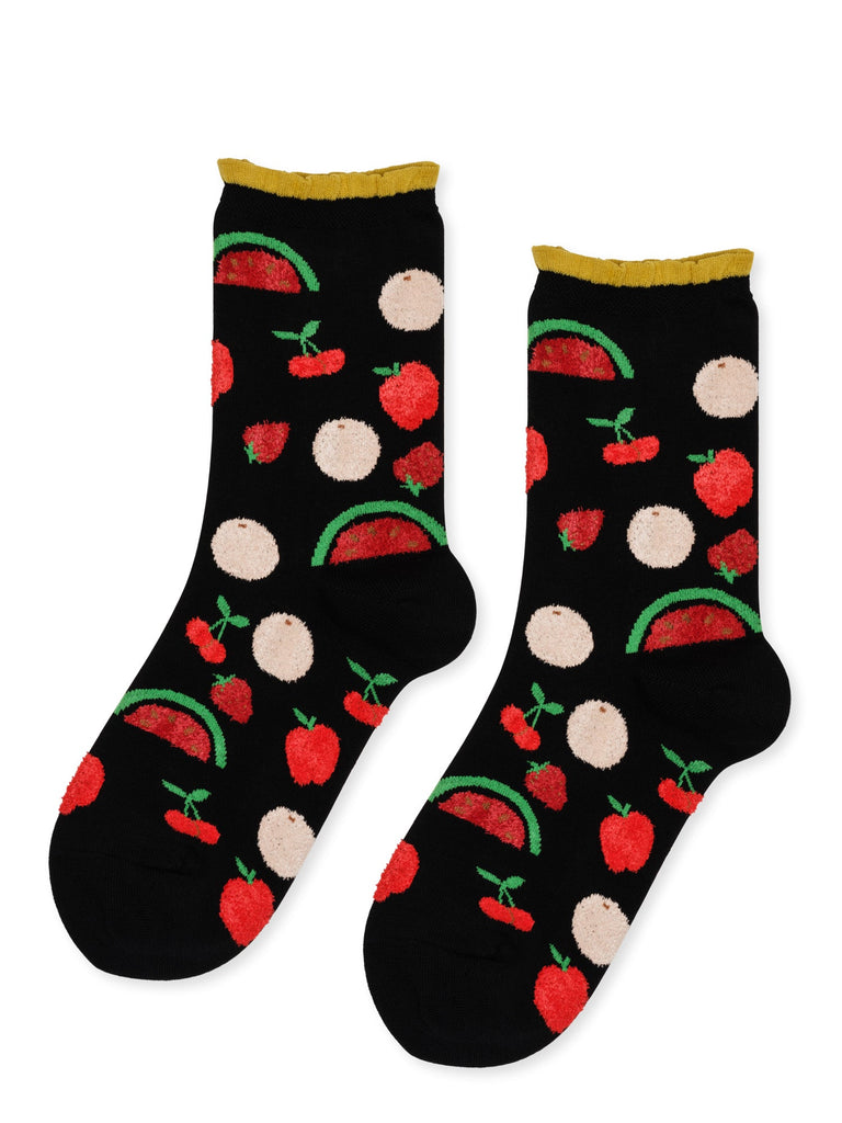 Fruit Stand Crew Socks - Black