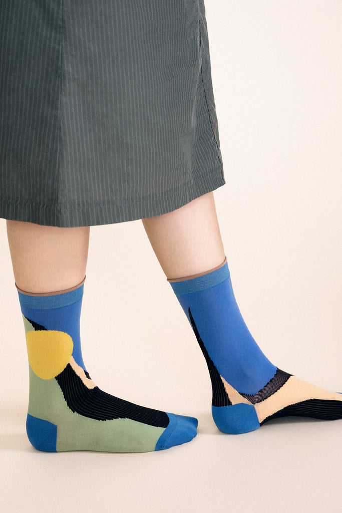 Hansel from Basel Cerulean Catalina Crew Socks at Abacus Row Jewelry