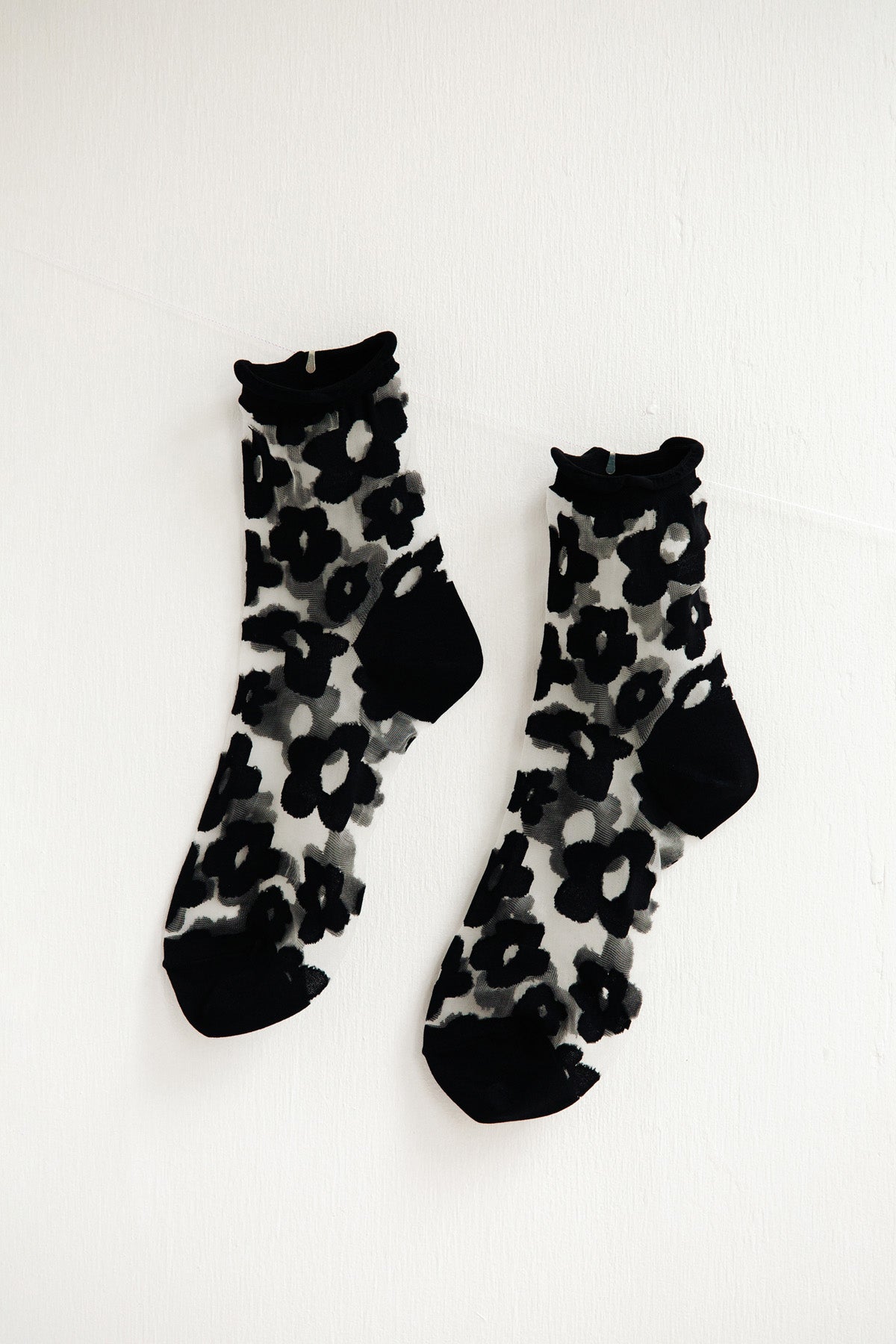 Hansel from Basel Black Pop Sheer Short Crew Socks at Abacus Row