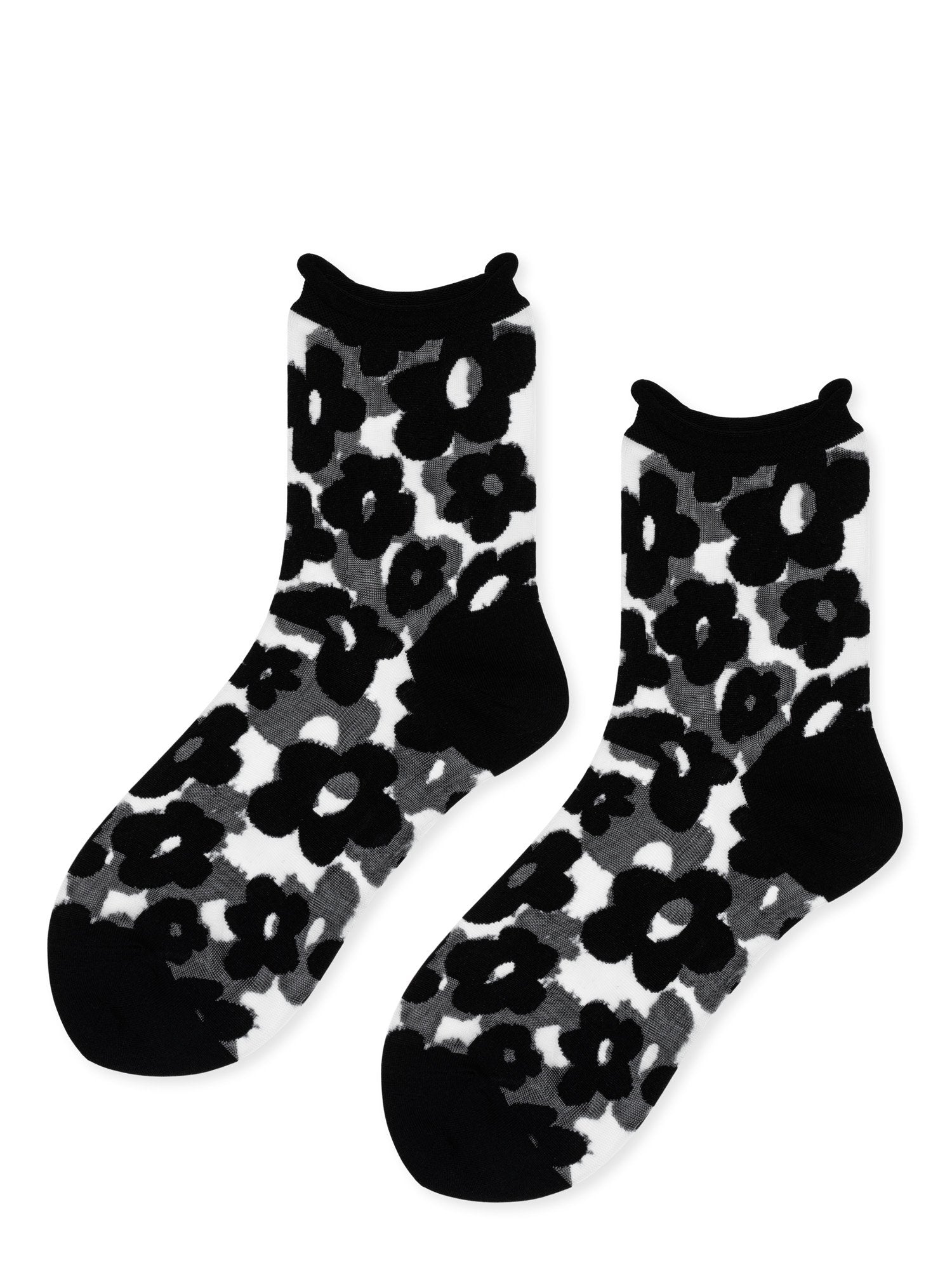 Hansel from Basel Black Pop Sheer Short Crew Socks at Abacus Row