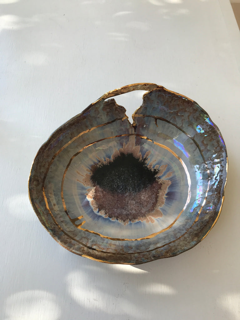 Minh Singer Iceland Blue Lagoon Shell with Gold and Luster Extra Large Sunshine